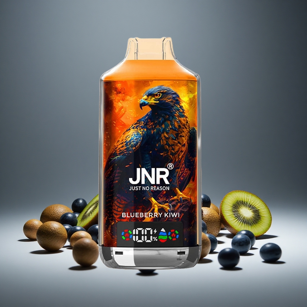 JNR Falcon X 18000 Puffs Blueberry Kiwi 24ml E-liquid 750mAh Battery Dual Mesh Coil Type-C Charge 0%/2%/5% Nicotine