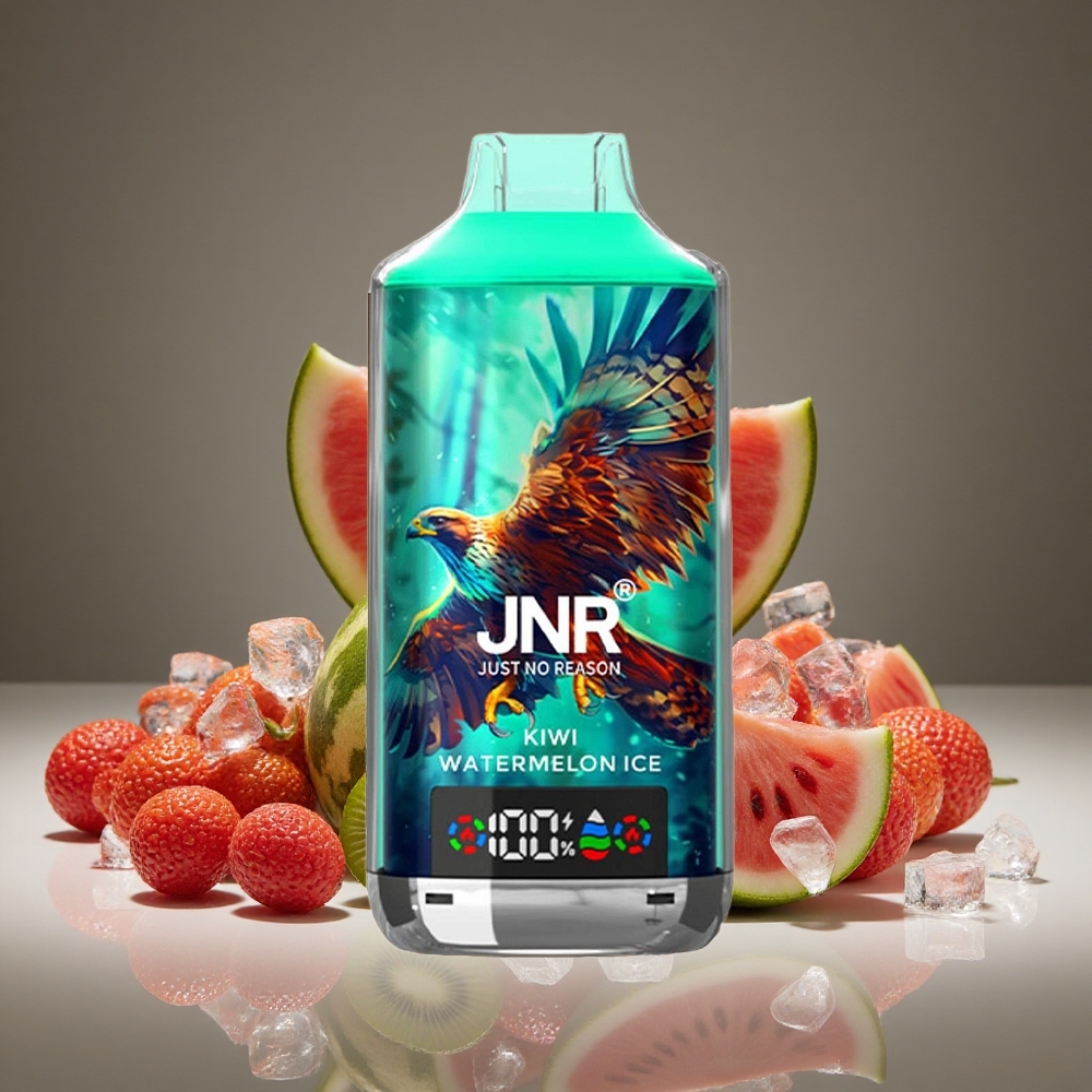 JNR Falcon X 18000 Puffs Kiwi Watermelon Ice 750mAh Battery 24ml E-liquid Dual Mesh Display Type-C Charge 0%/2%/5% Nicotine