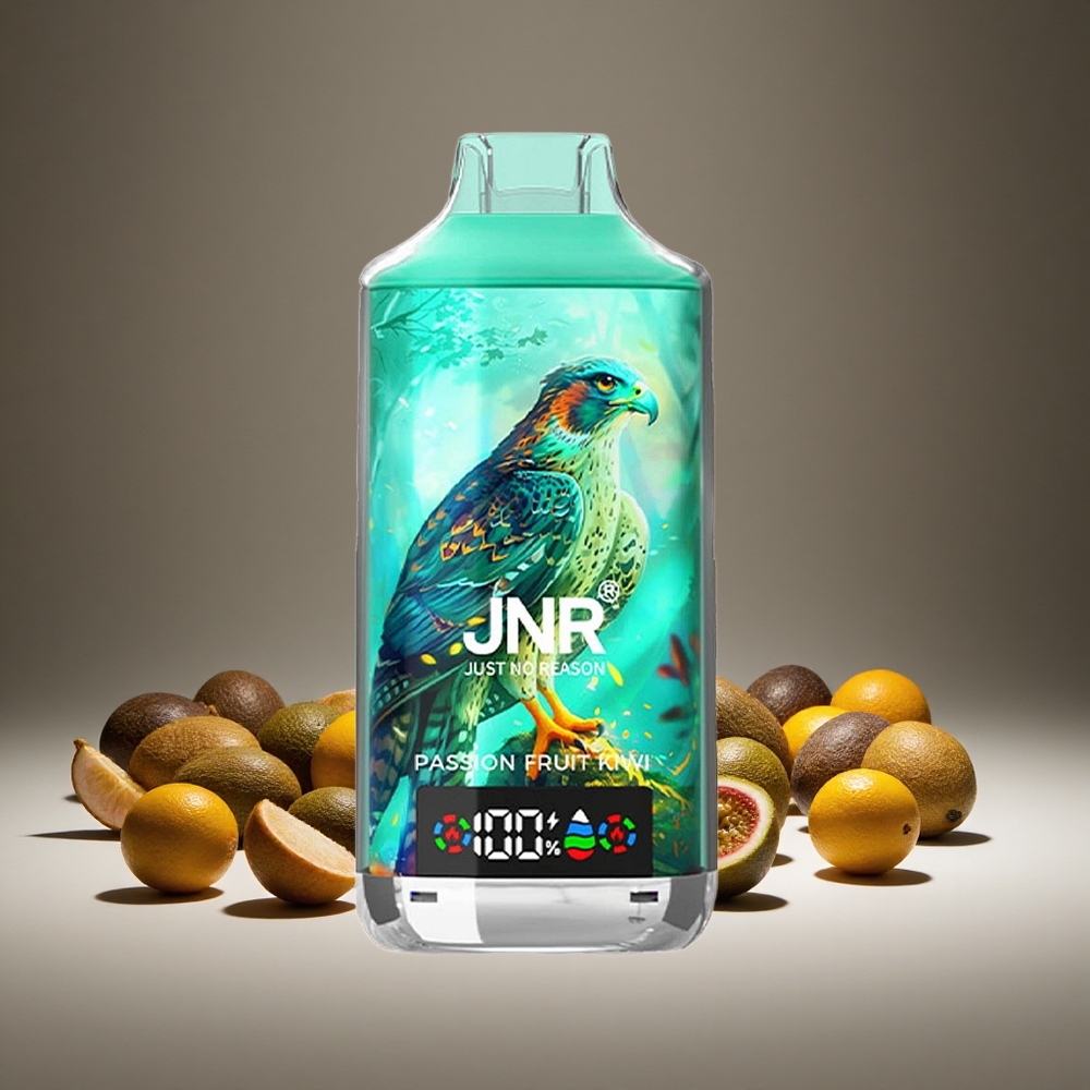 JNR Falcon X 18000 Puffs Passion Fruit Kiwi 24ml E-liquid 750mAh Battery Dual Mesh Dual Core Digital Type-C Charge 0%/2%/5% Nicotine