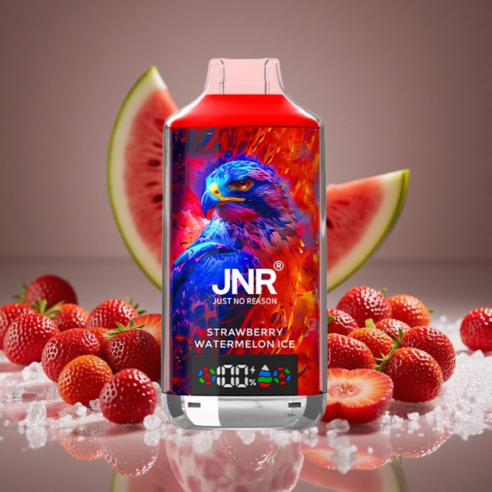 JNR Falcon X 18000 Puffs Strawberry Watermelon Ice 24ml E-liquid 750mAh Battery Dual Mesh Coil Type-C Charge 0%/2%/5% Nicotine