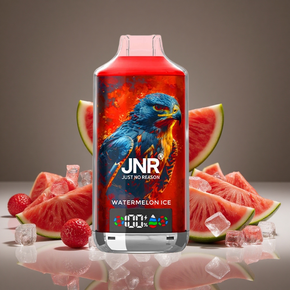 JNR Falcon X 18000 Puffs Watermelon Ice 750mAh Battery 24ml E-liquid Dual Mesh Digital Type-C Charge 0%/2%/5% Nicotine