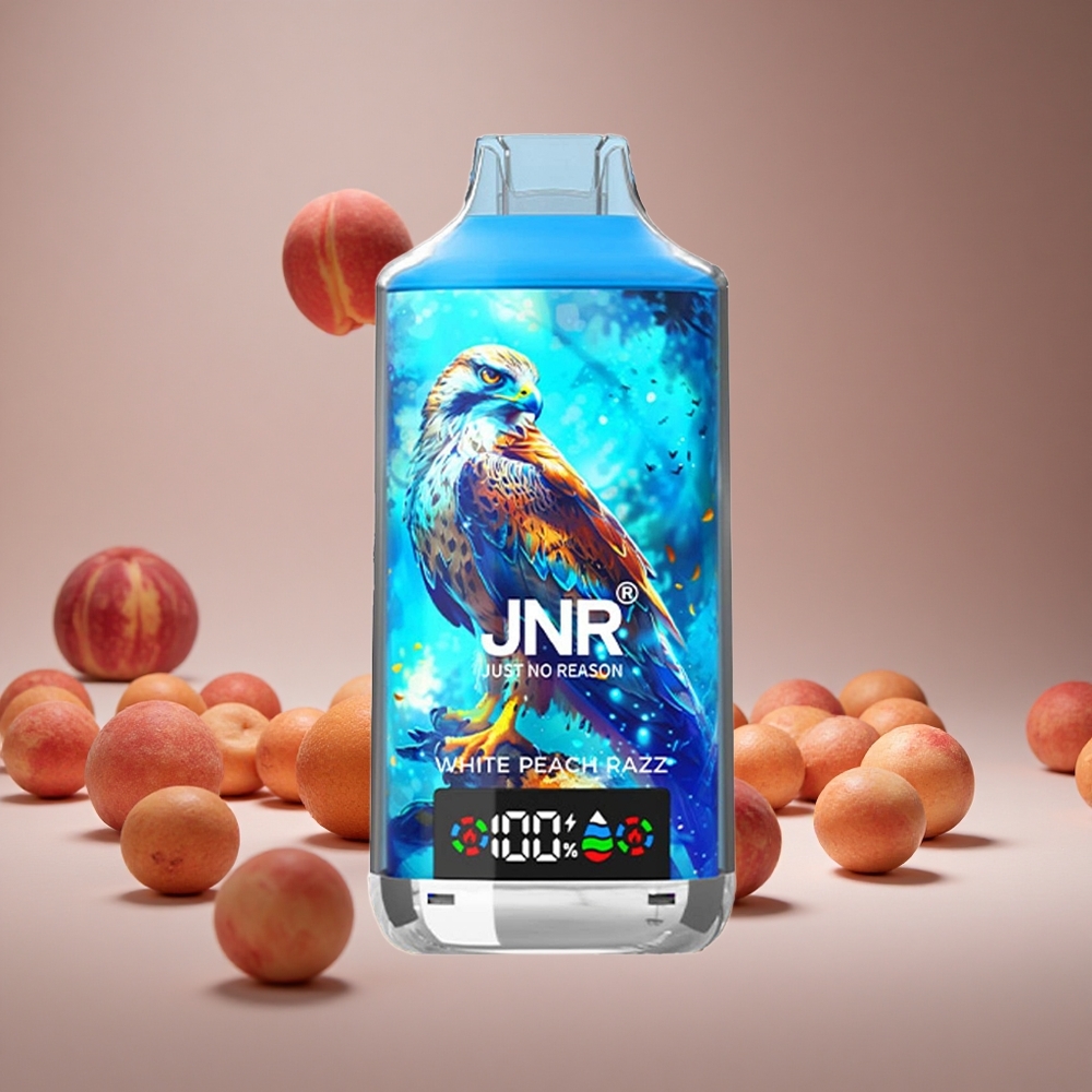 JNR Falcon X 18000 Puffs White Peach Razz 750mAh Battery 24ml E-liquid Digital Display Type-C Charge 0%/2%/5%