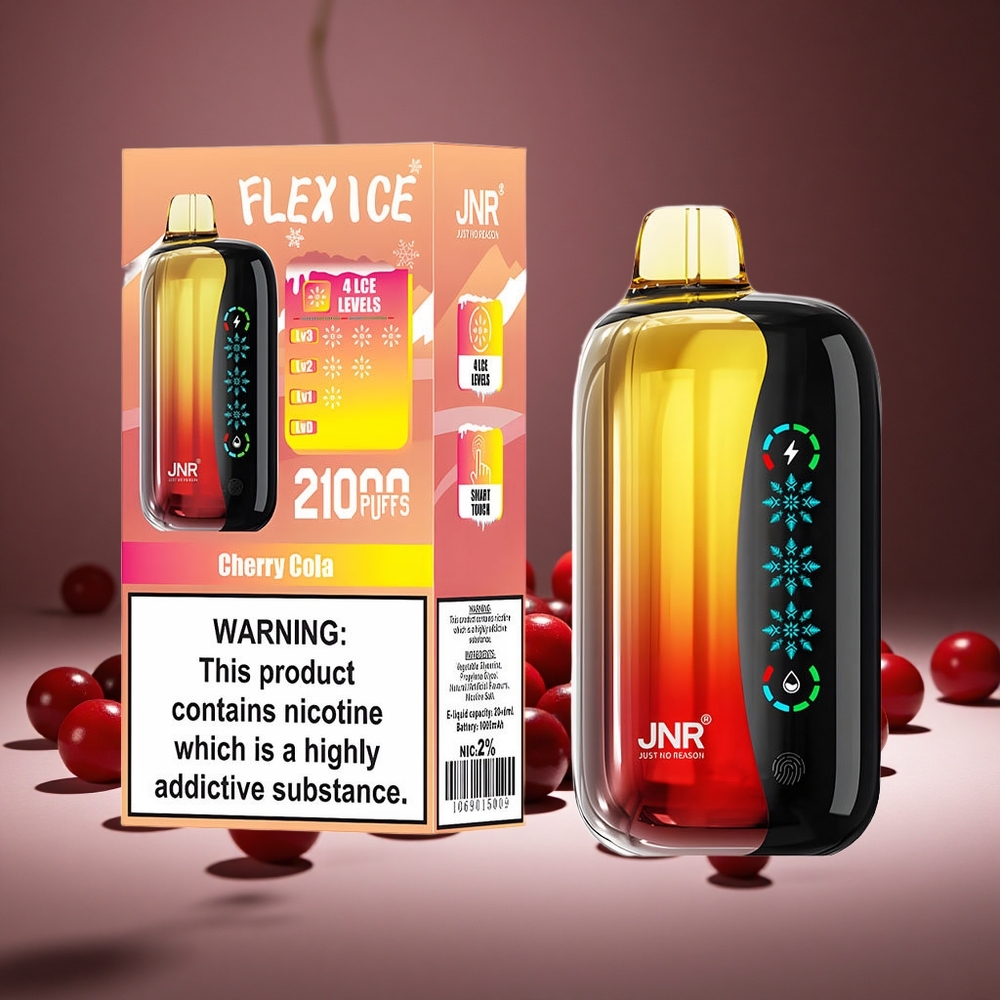 JNR Flex Ice 21000 Puffs Cherry Cola Disposable Vape 26ml E-liquid 1.2 Ohm Dual Mesh 1000mAh Battery Type-C Charge