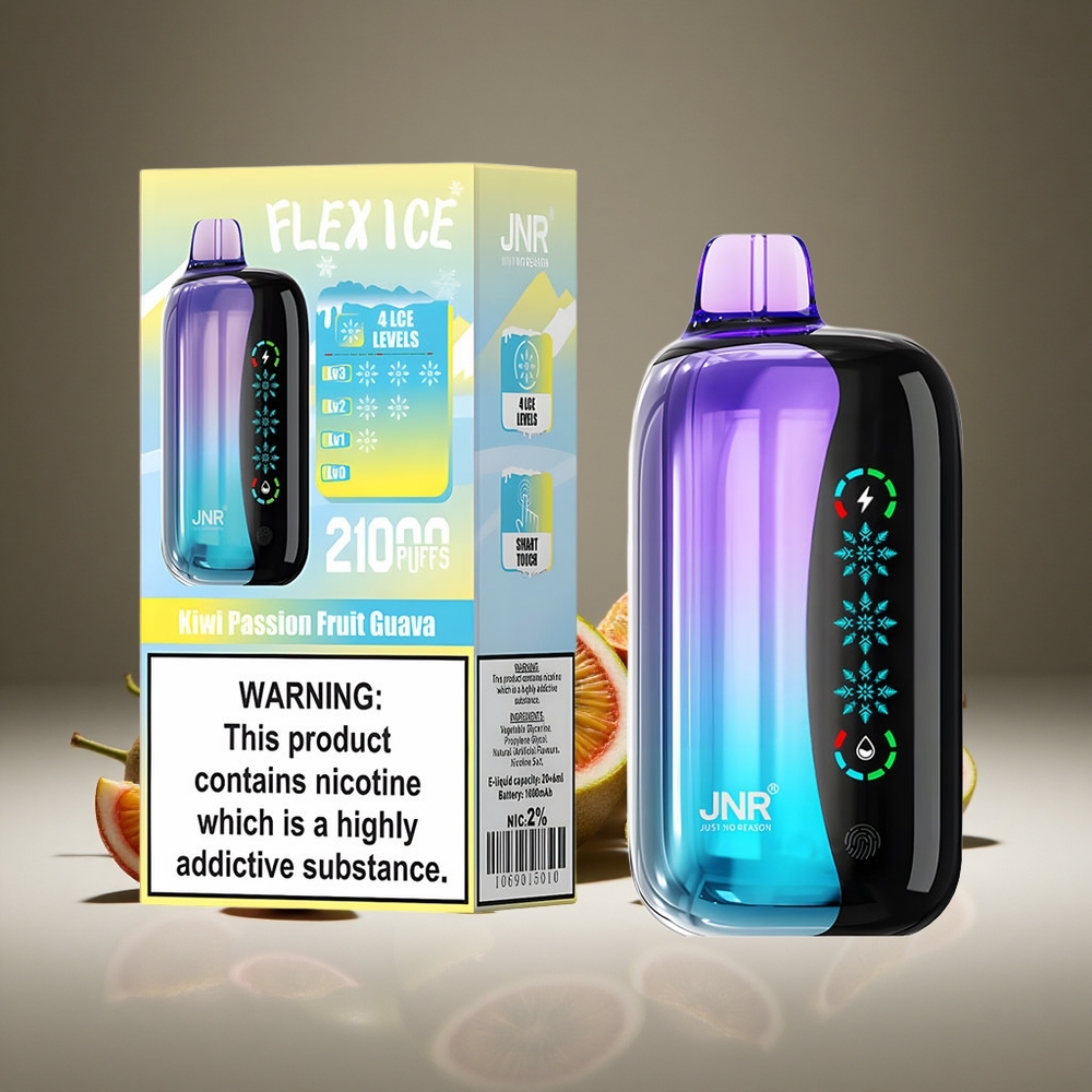 JNR Flex Ice 21000 Puffs Kiwi Passion Fruit Guava 26ml E-liquid 1.2 Ohm Dual Mesh 1000mAh Battery Ice