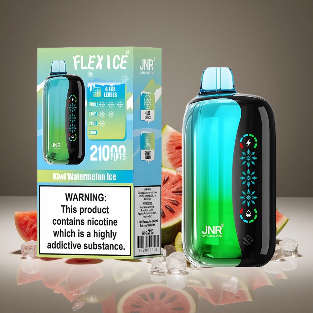 JNR Flex Ice 21000 Puffs Kiwi Watermelon Ice 26ml E-liquid 1000mAh Battery Type-C Charge 1.2Ohm Dual Mesh