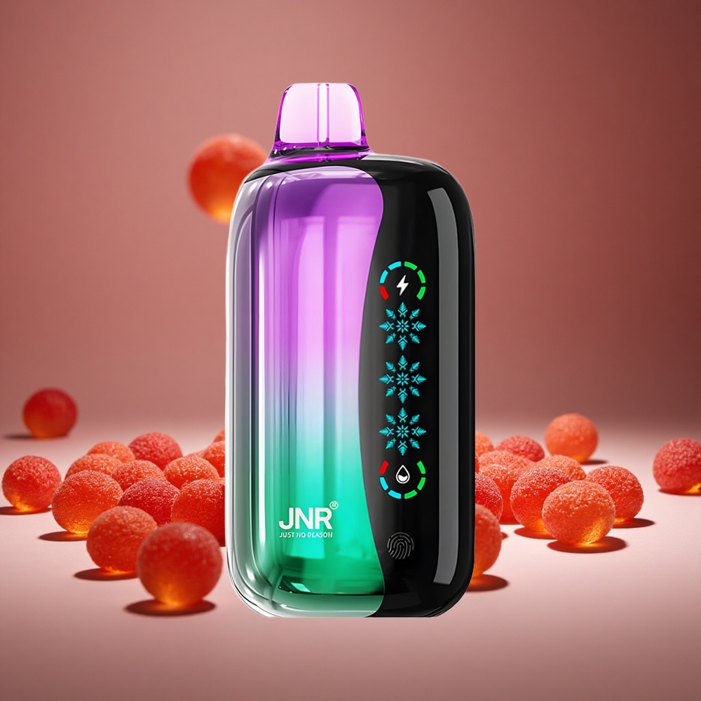JNR Flex Ice 21000 Puffs Sour Cherry Gummies Disposable Vape with Ice Adjustable, 26ml E-liquid, 1.2 Ohm Dual Mesh