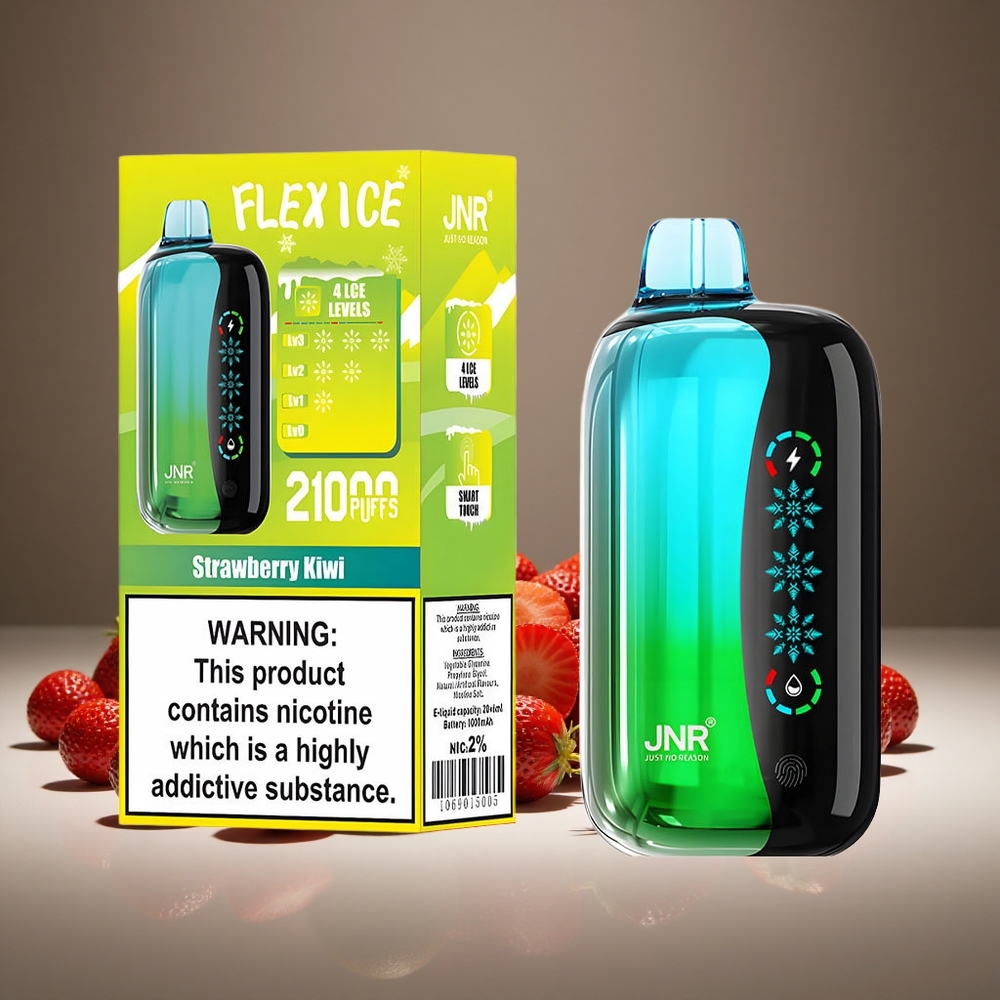 JNR Flex Ice 21000 Puffs Strawberry Kiwi Disposable Vape 26ml E-liquid 1000mAh Battery Ice 1.2 Ohm Dual Mesh
