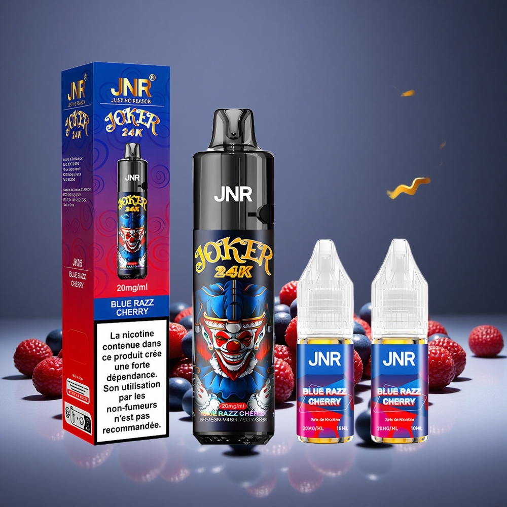 JNR Joker 24000 Puffs Blue Razz Cherry Disposable Vape 2+10ml E-liquid Refillable 800mAh Battery