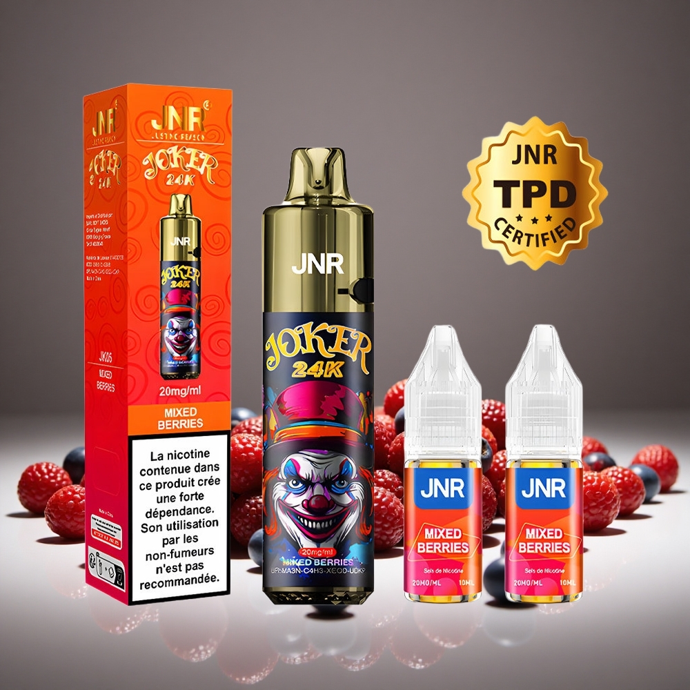 JNR Joker 24000 Puffs Mixed Berries 2+10ml E-liquid Refillable 800mAh Battery Type-C Charge