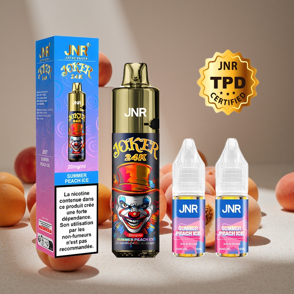 JNR Joker 24000 Puffs Summer Peach Ice 2+10ml E-liquid Refillable 800mAh Battery Type-C Charge