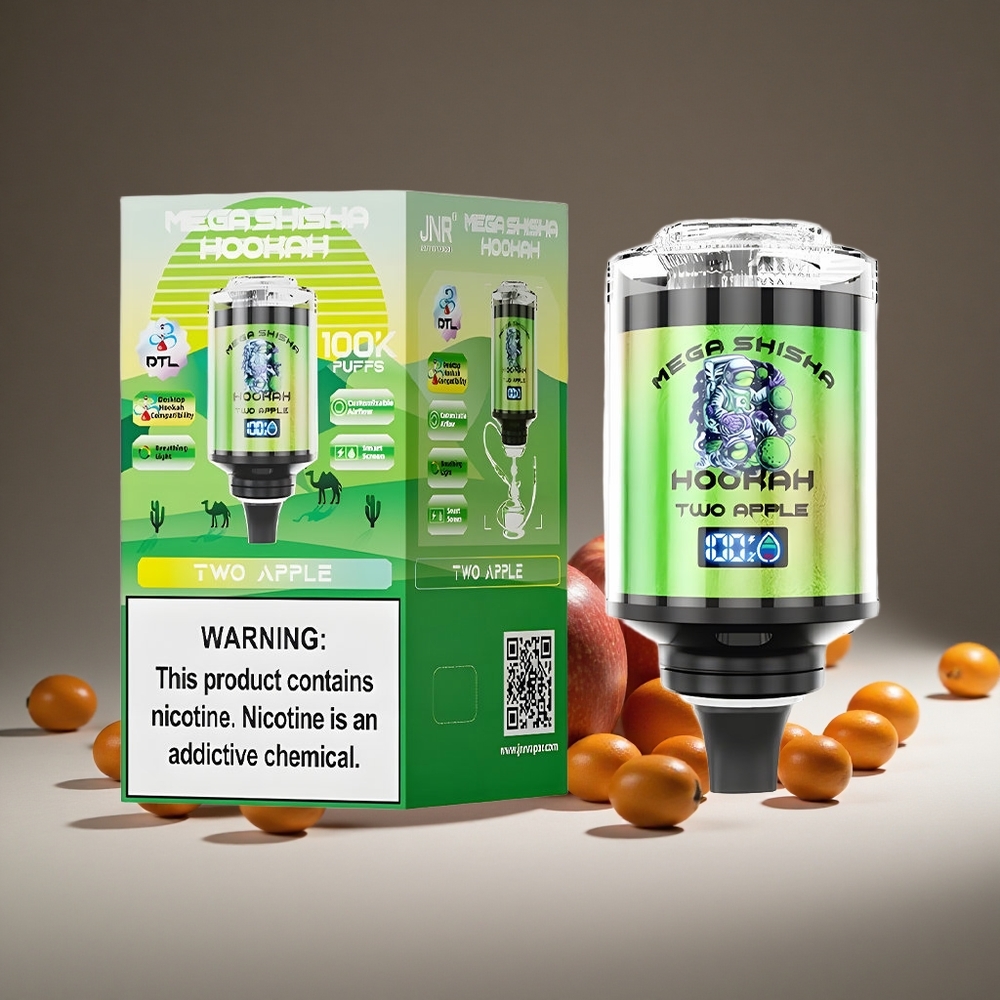 JNR Mega Shisha 100K Apple 60ml E-liquid 2200mAh Battery Type-C Charge Smart Screen Airflow