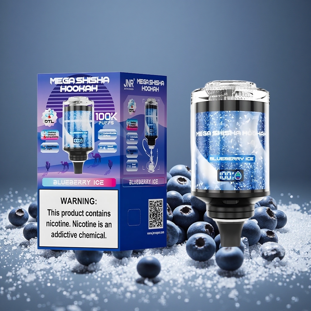 JNR Mega Shisha 100K Blueberry Ice 60ml E-liquid 2200mAh Battery Type-C Charge Smart Screen