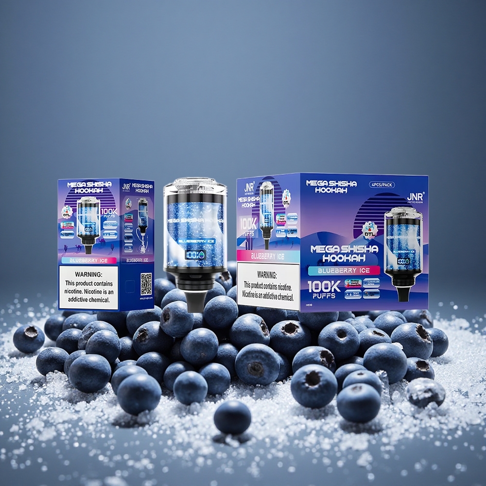 JNR Mega Shisha 100K Blueberry Ice 60ml E-liquid 2200mAh Battery Type-C Charge Smart Screen