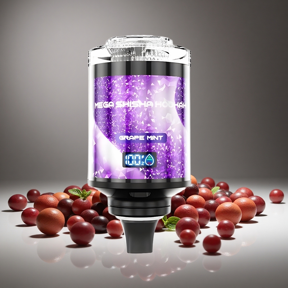 JNR Mega Shisha 100K Grape Mint 60ml E-liquid 2200mAh Battery Type-C Charge Smart Screen Adjustable Airflow
