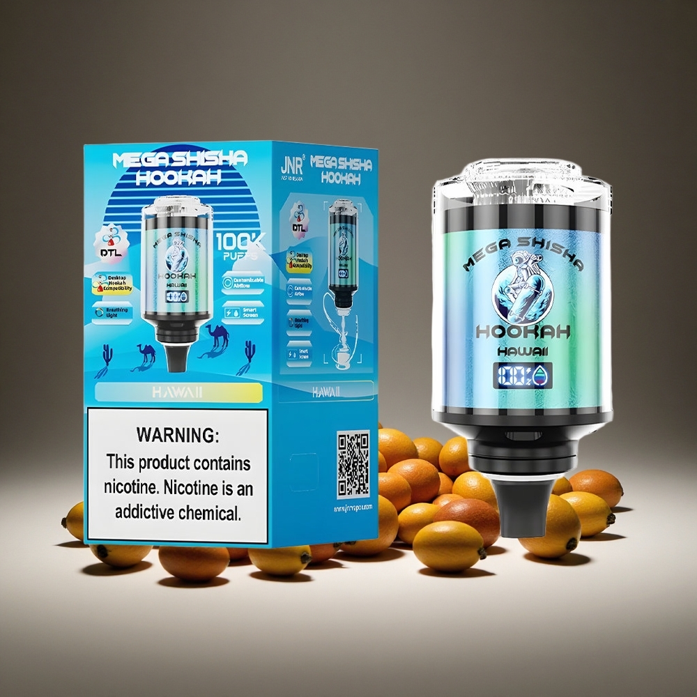 JNR Mega Shisha 100K Hawaii 60ml E-liquid 2200mAh Battery Type-C Charge Smart Screen Airflow