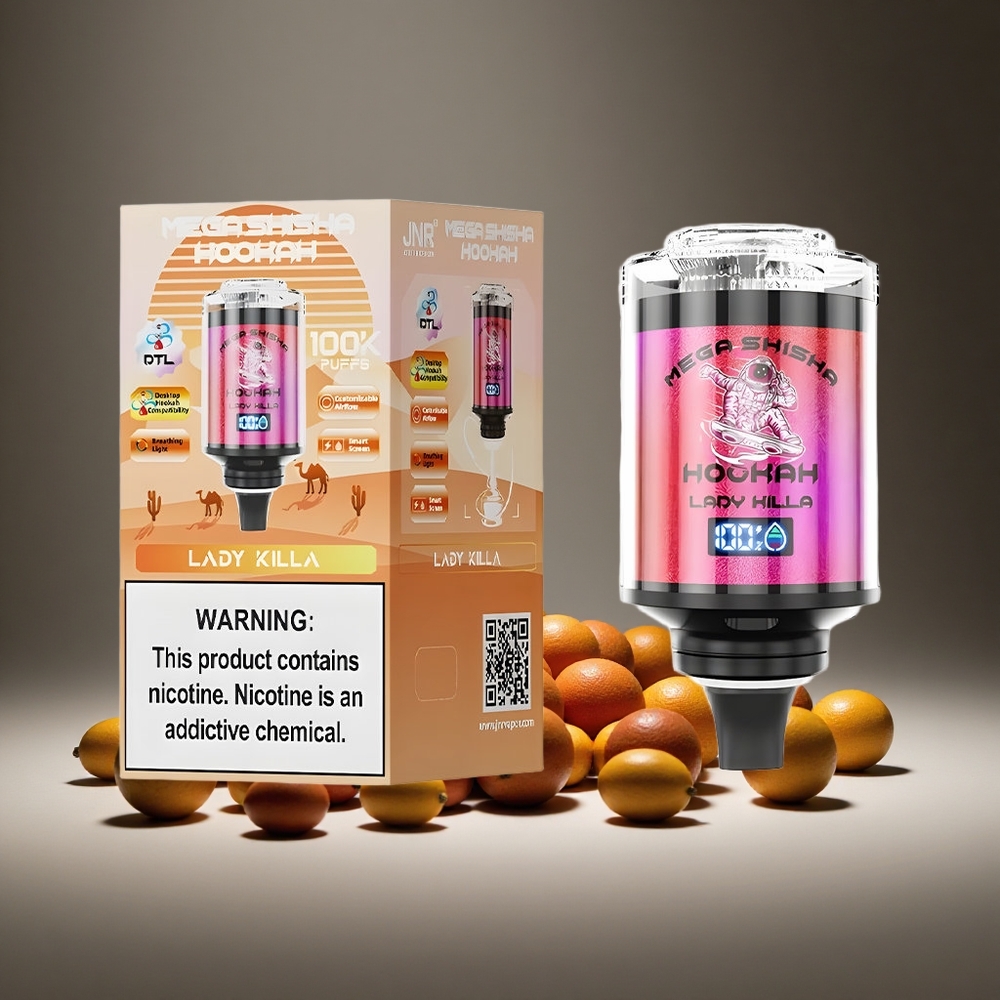 JNR Mega Shisha 100K Lady Killa 60ml E-liquid 2200mAh Battery Type-C Charge Smart Screen