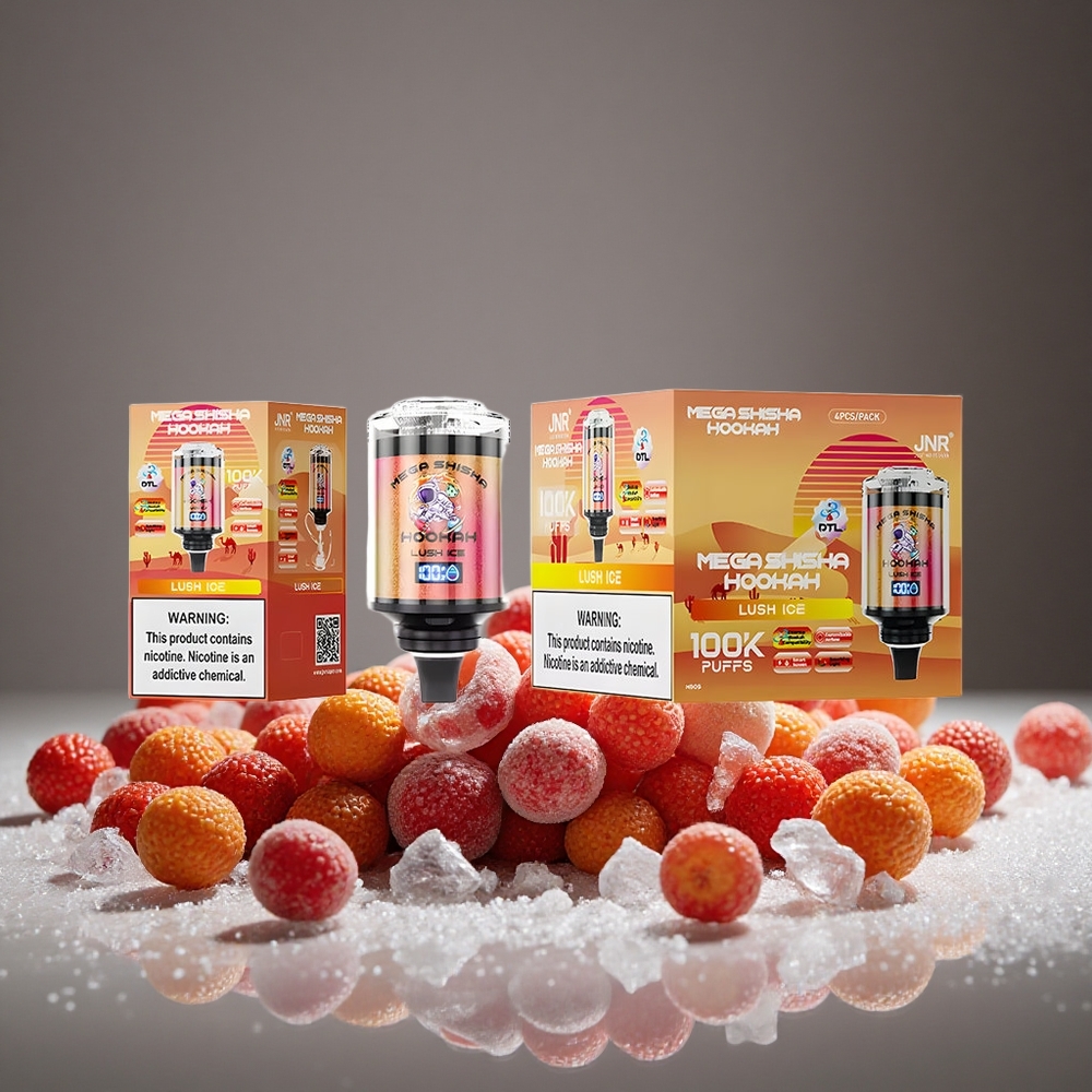 JNR Mega Shisha 100K Lush Ice 60ml E-liquid 2200mAh Battery Type-C Charge Smart Screen