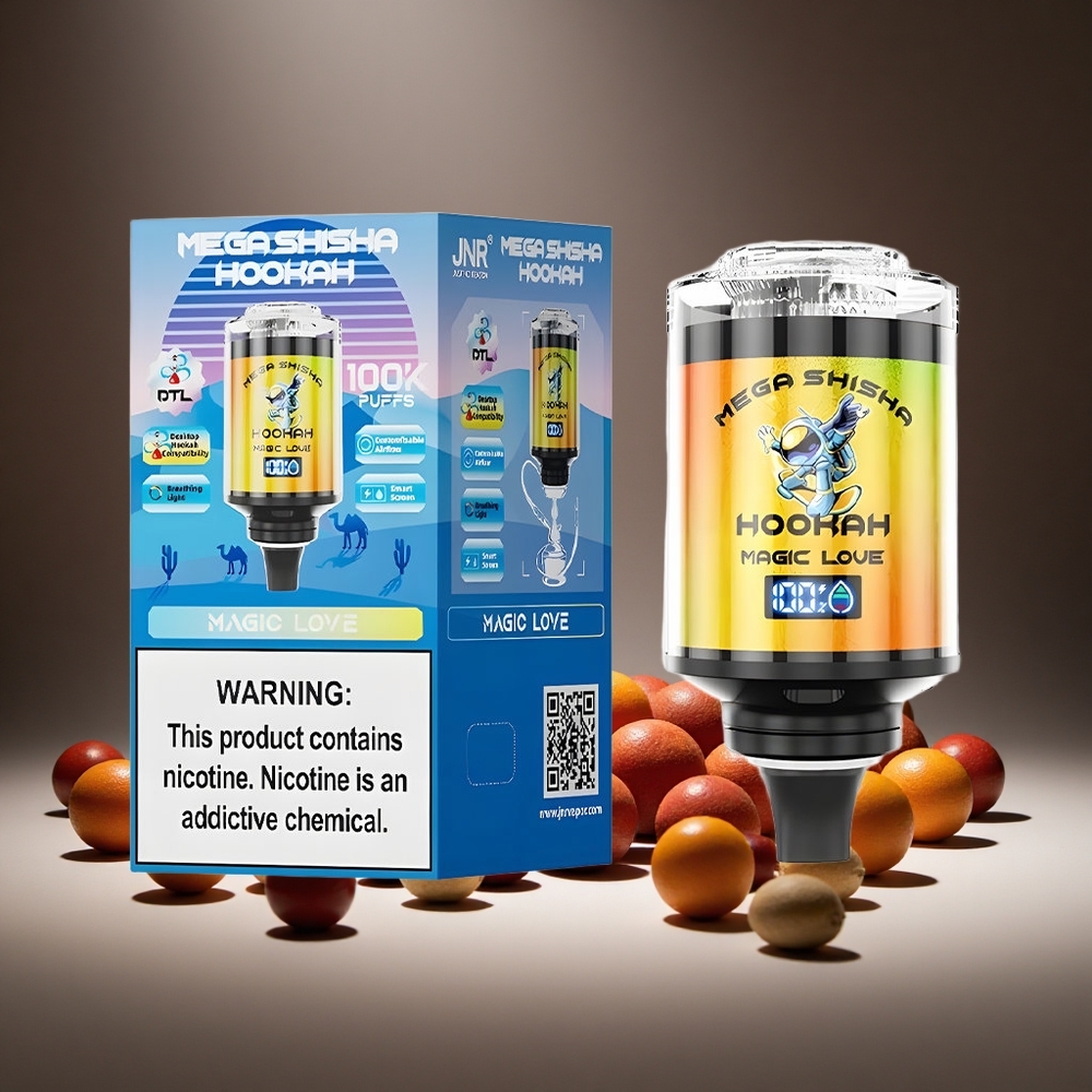 JNR Mega Shisha 100K Puffs Desktop Magic Love 60ml E-liquid 2200mAh Battery Type-C Charge Smart Screen