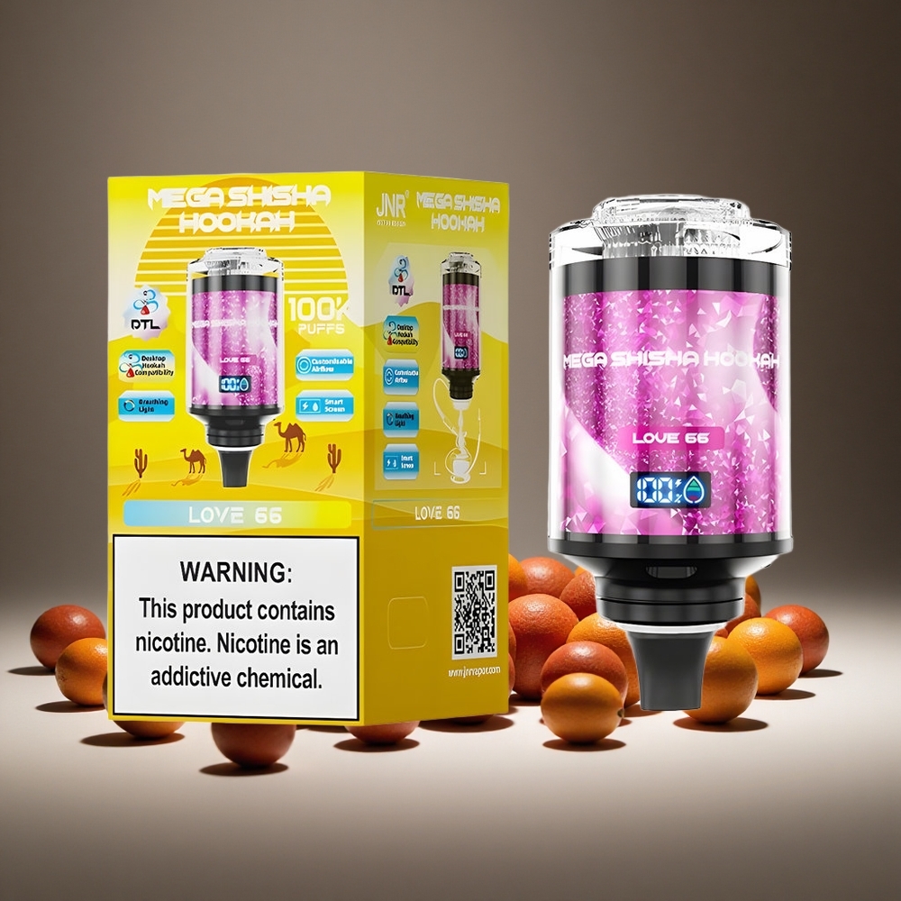 JNR Mega Shisha 100K Puffs Love 66 60ml E-liquid 2200mAh Battery Type-C Charge Smart Screen