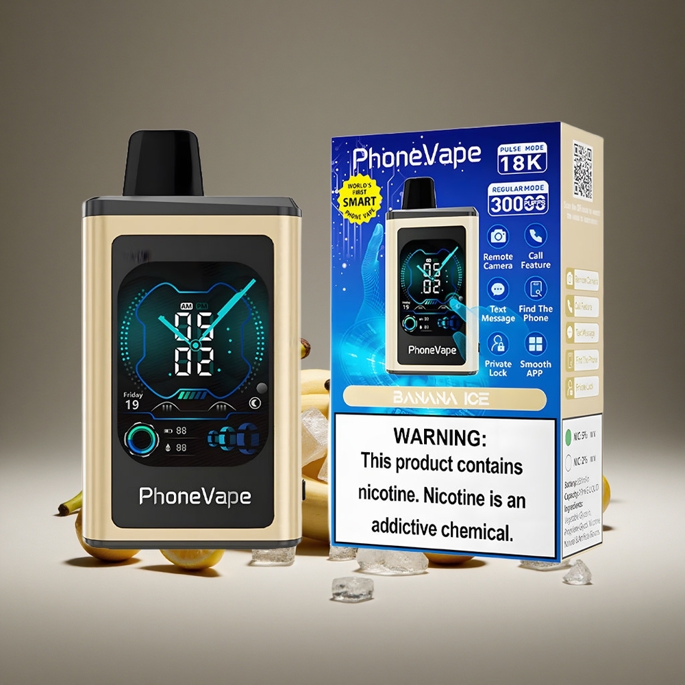 JNR PhoneVape 30000 Puffs Banana Ice Disposable Vape 850mAh Battery Rechargeable Turbo Mode App Control LED Display 2%/5% Nicotine