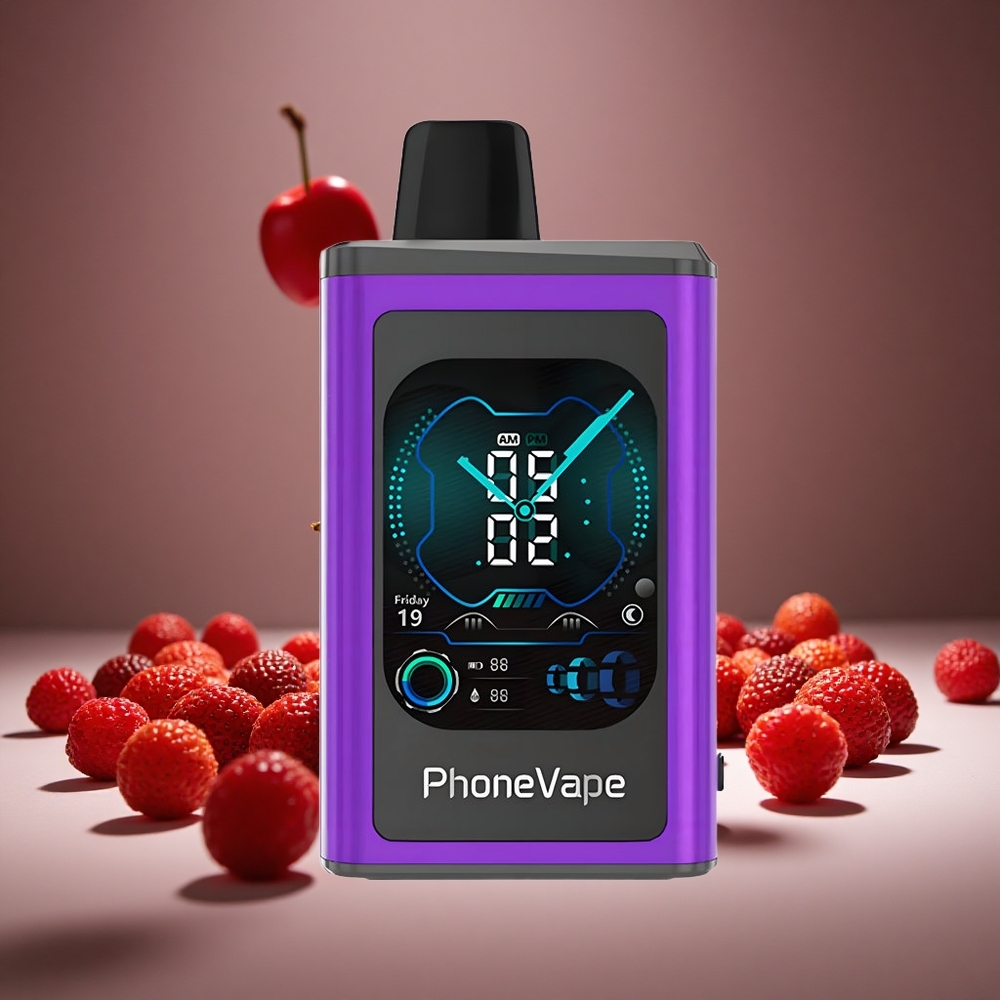 JNR PhoneVape 30000 Puffs Cherry Strawberry Raspberry 850mAh Battery Type-C Charge Rechargeable