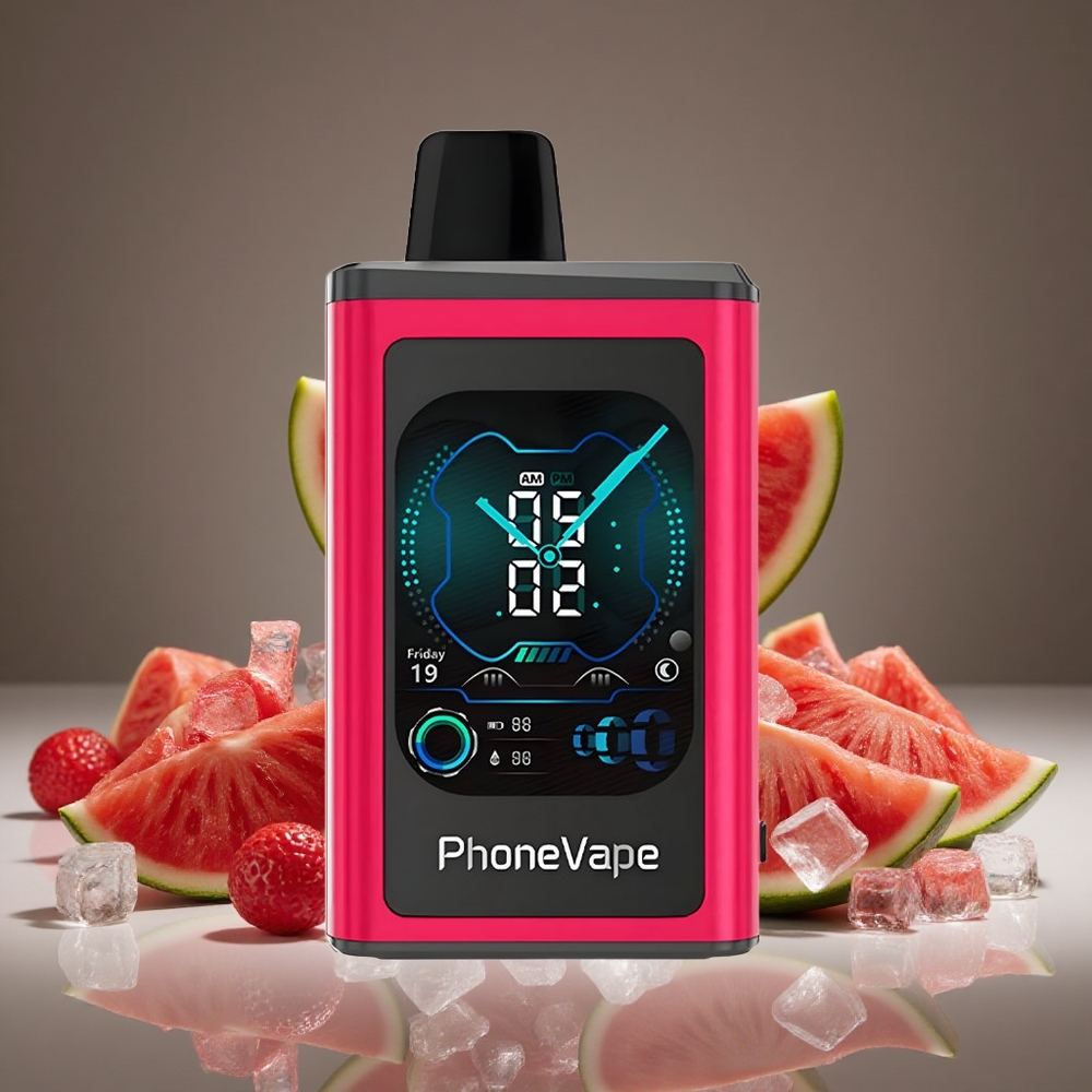 JNR PhoneVape 30000 Puffs Watermelon Ice Disposable Vape 850mAh Battery Adjustable Airflow App ControlLED Display