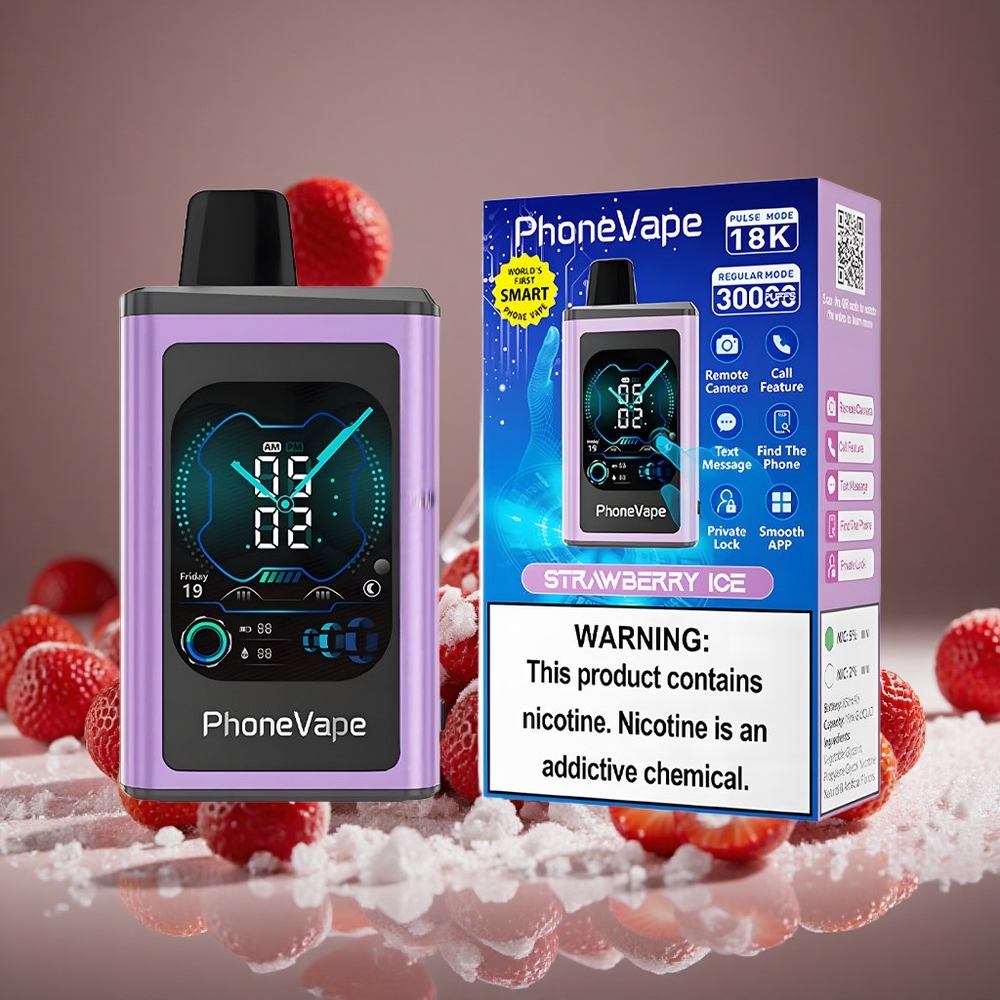 JNR PhoneVape 30000 Strawberry Ice 850mAh Battery Type-C Charge Turbo Adjustable Airflow