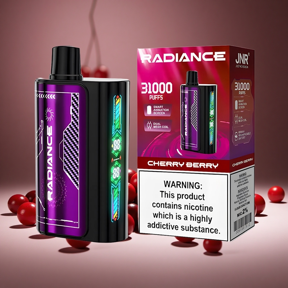 JNR Radiance 31000 Puffs Cherry Berry 28ml E-liquid Dual Mesh 950mAh Battery Type-C Charge