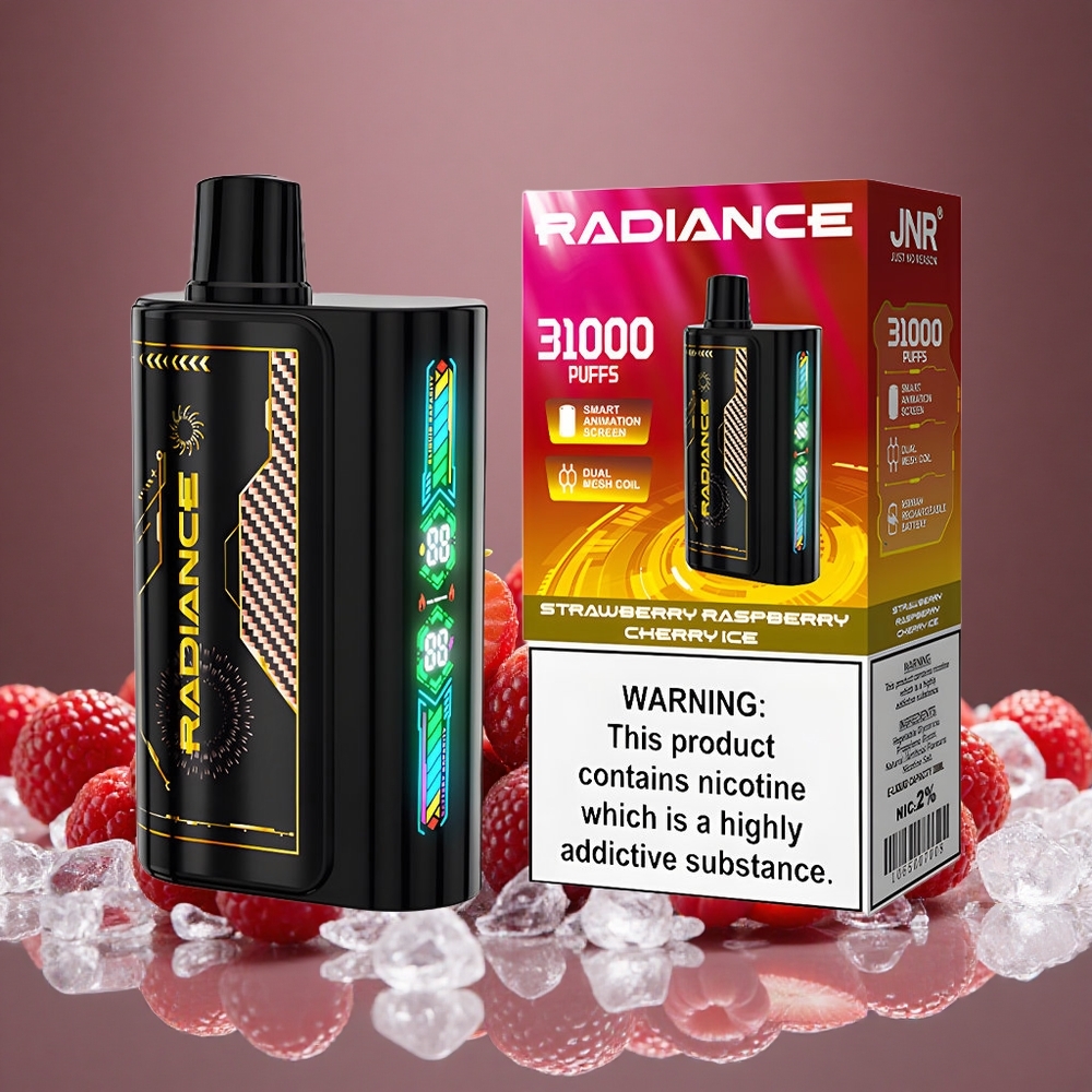 JNR Radiance 31000 Puffs Strawberry Raspberry Cherry Ice 28ml E-liquid Dual Mesh 950mAh Battery