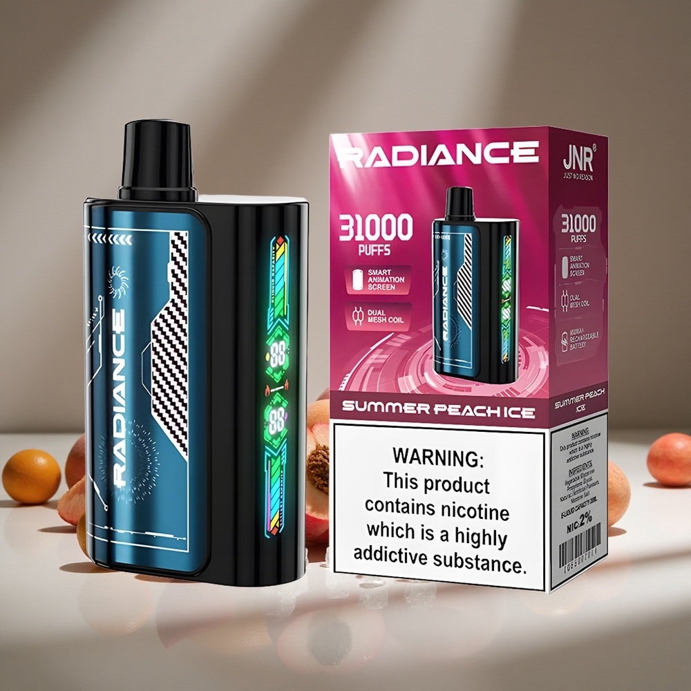 JNR Radiance 31000 Puffs Summer Peach Ice 28ml E-liquid Dual Mesh 950mAh Battery Type-C Charge