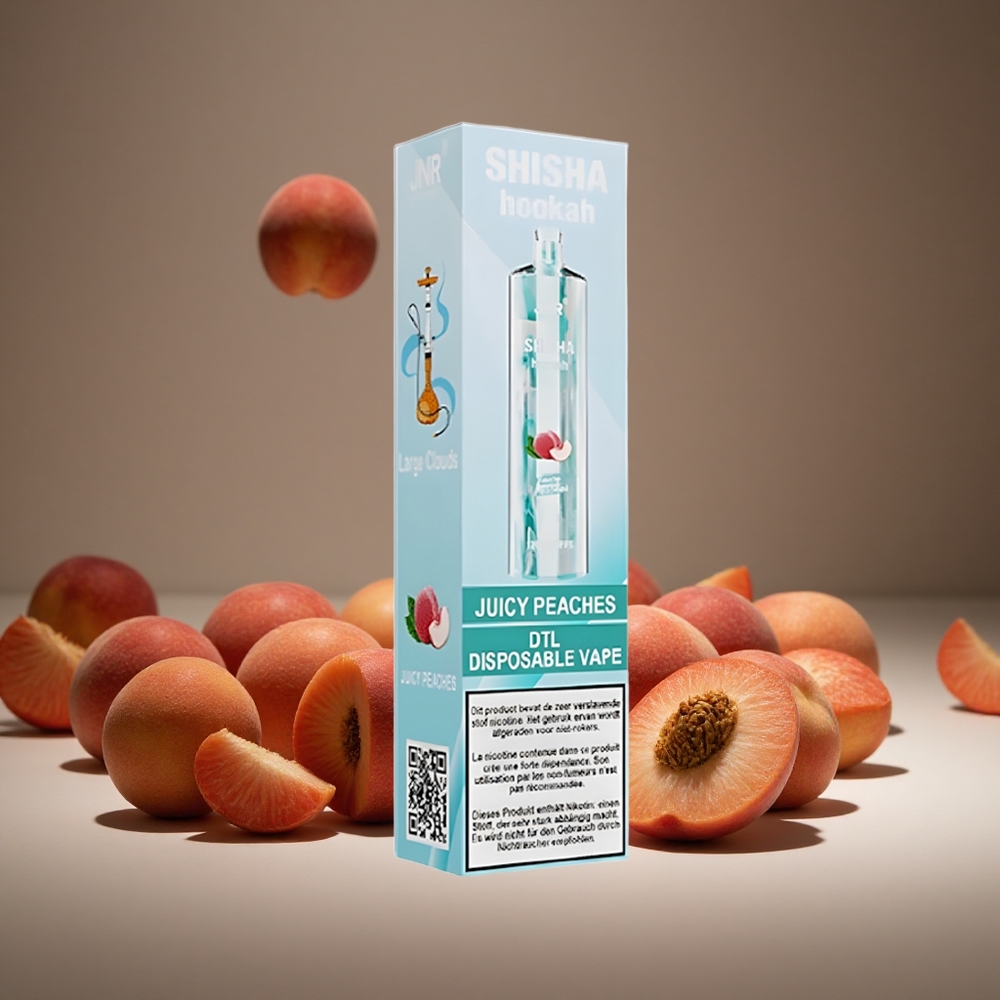 JNR Shisha Hookah 12000 Puffs Juicy Peaches 24ml E-liquid 750mAh Battery Type-C Charge 0.6 Ohm Mesh
