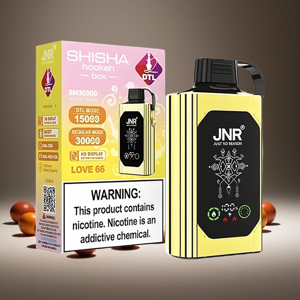 JNR Shisha Hookah 20500 Puffs Love 66 HD Display 1000mAh Battery 25ml E-liquid Dual Mesh Coil Type-C Charge 0%/2%/5% Nicotine