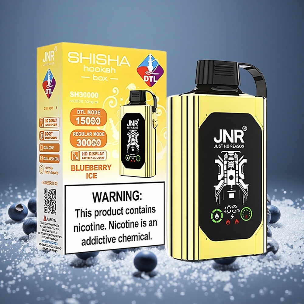 JNR Shisha Hookah Box 20500 Puffs Blueberry Ice HD Display 25ml E-liquid 1000mAh Battery