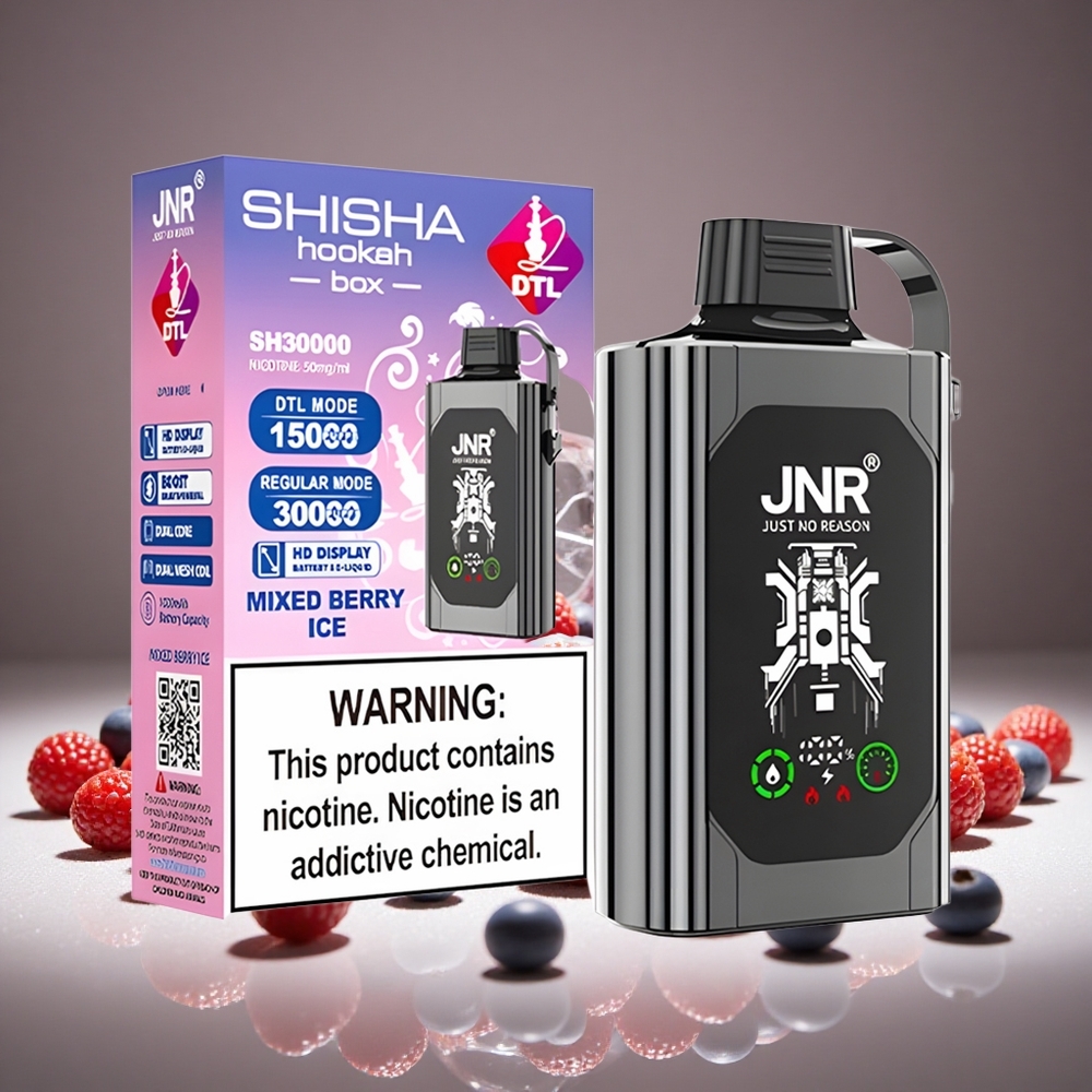 JNR Shisha Hookah Box 20500 Puffs Mixed Berry Ice 25ml E-liquid 1000mAh Battery Type-C Charge 0%/2%/5% Nicotine