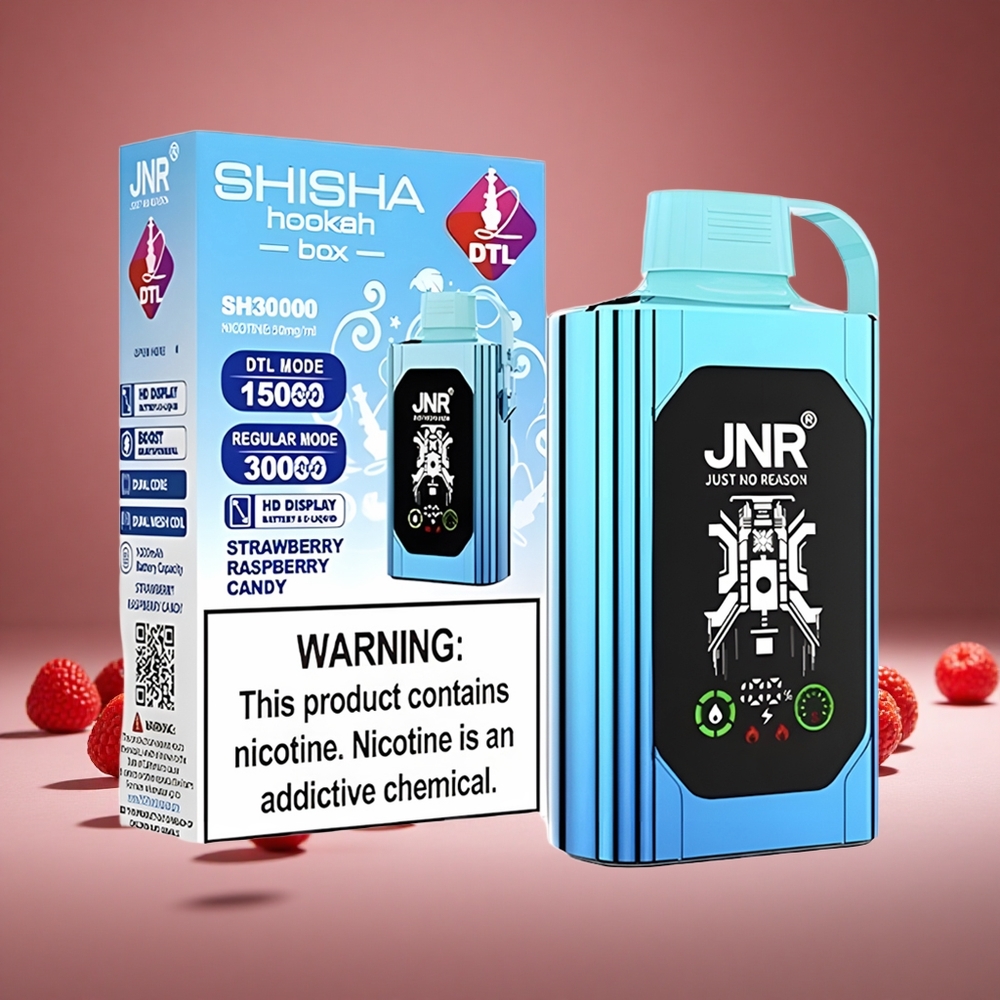 JNR Shisha Hookah Box 20500 Puffs Strawberry Raspberry Candy 25ml E-liquid 1000mAh Battery Dual Mesh Coil Type-C Charge
