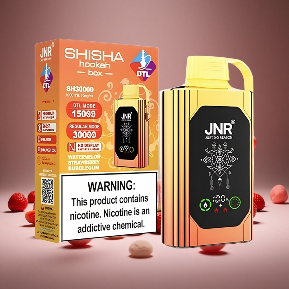 JNR Shisha Hookah Box 20500 Puffs Watermelon Strawberry Bubblegum HD Display 1000mAh Battery Type-C Charge 0%/2%/5% Nicotine