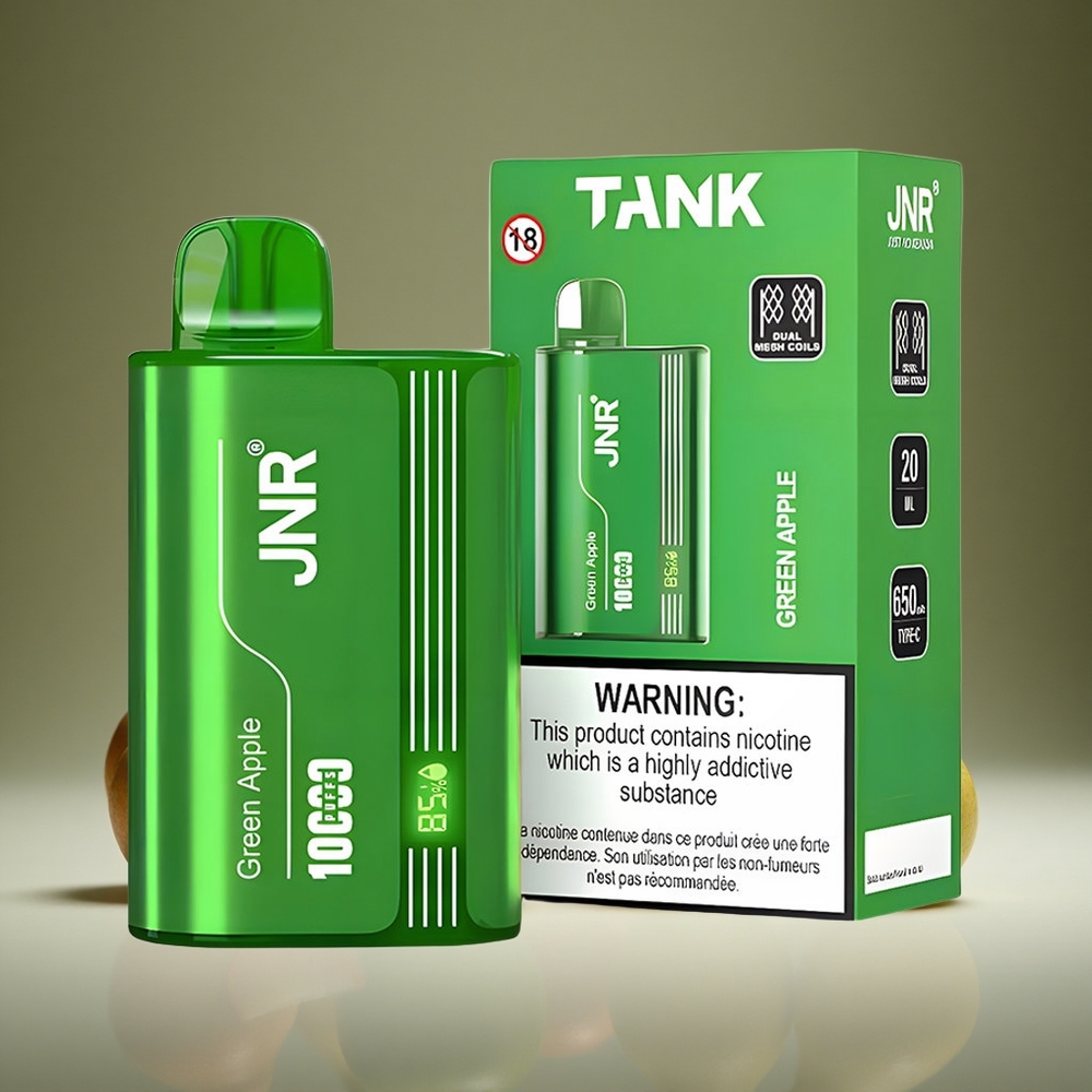 JNR Tank 10000 Puffs Disposable Vape Green Apple Peach Pear 650mAh Battery Dual Mesh Adjustable Airflow