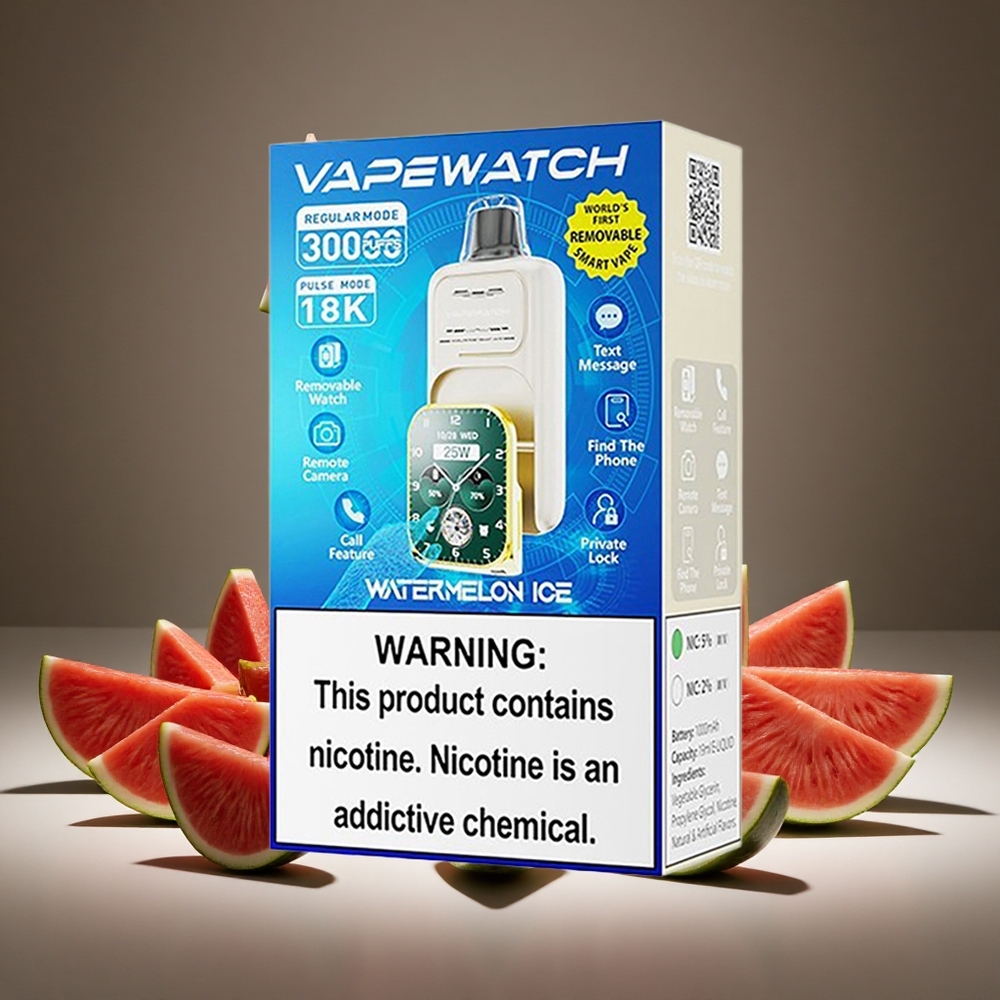 JNR VapeWatch 30000 Puffs Watermelon Ice 1000mAh Battery 19ml E-liquid 5% Nicotine Dual Mesh Type-C Charge