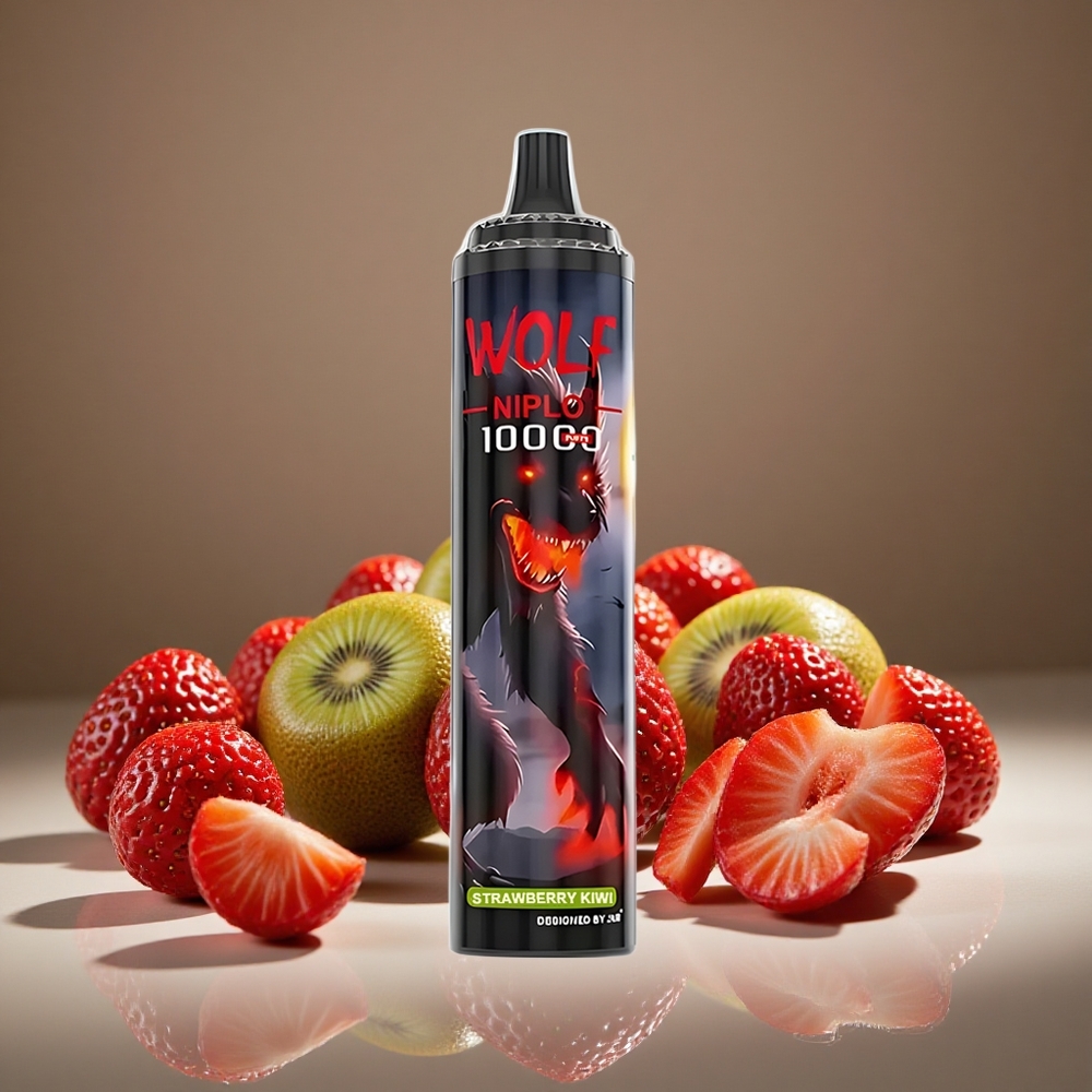 JNR Wolf Niplo 10000 Puffs Strawberry Kiwi 20ml E-liquid 0%/2%/5% Nicotine Mesh 1.0Ohm Type-C Charge