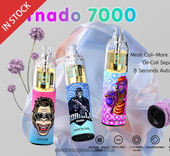 RandM Tornado 7000 Airflow Control Vape Device 1Pc D8842N173 Grape Ice RandM online shop