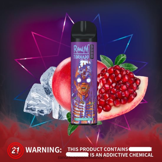 RandM Tornado 8000 Airflow Control Vape Device 1Pc D8842N246 Pomegranate Ice RandM vape store